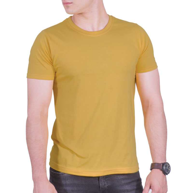 تیشرت آستین کوتاه سوپر نخ پنبه مردانه و زنانه رنگ زرد خردلی